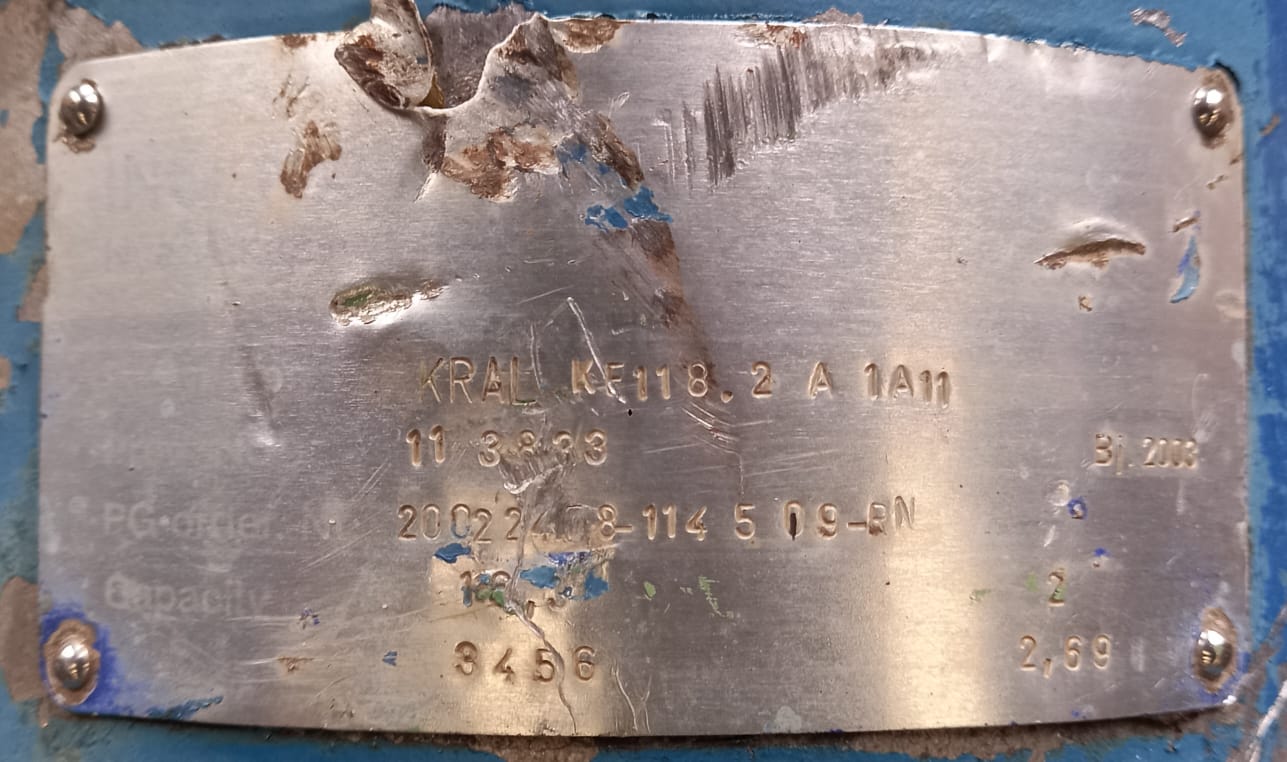 KRAL Screw Pump Model: KF 118.2A1A11 72 GPM 3456 RPM 2 Bar 50/60 Hz Used - Image 6