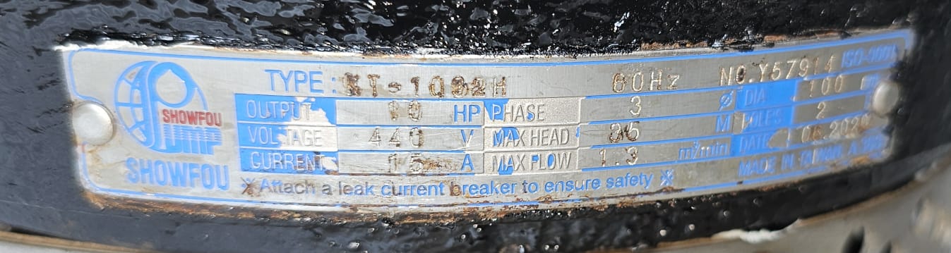 Showfou Model: KT-1032H Used Submersible Pump 10Hp 440V 60HZ 35m Head 340GPM Used Pump - Image 4