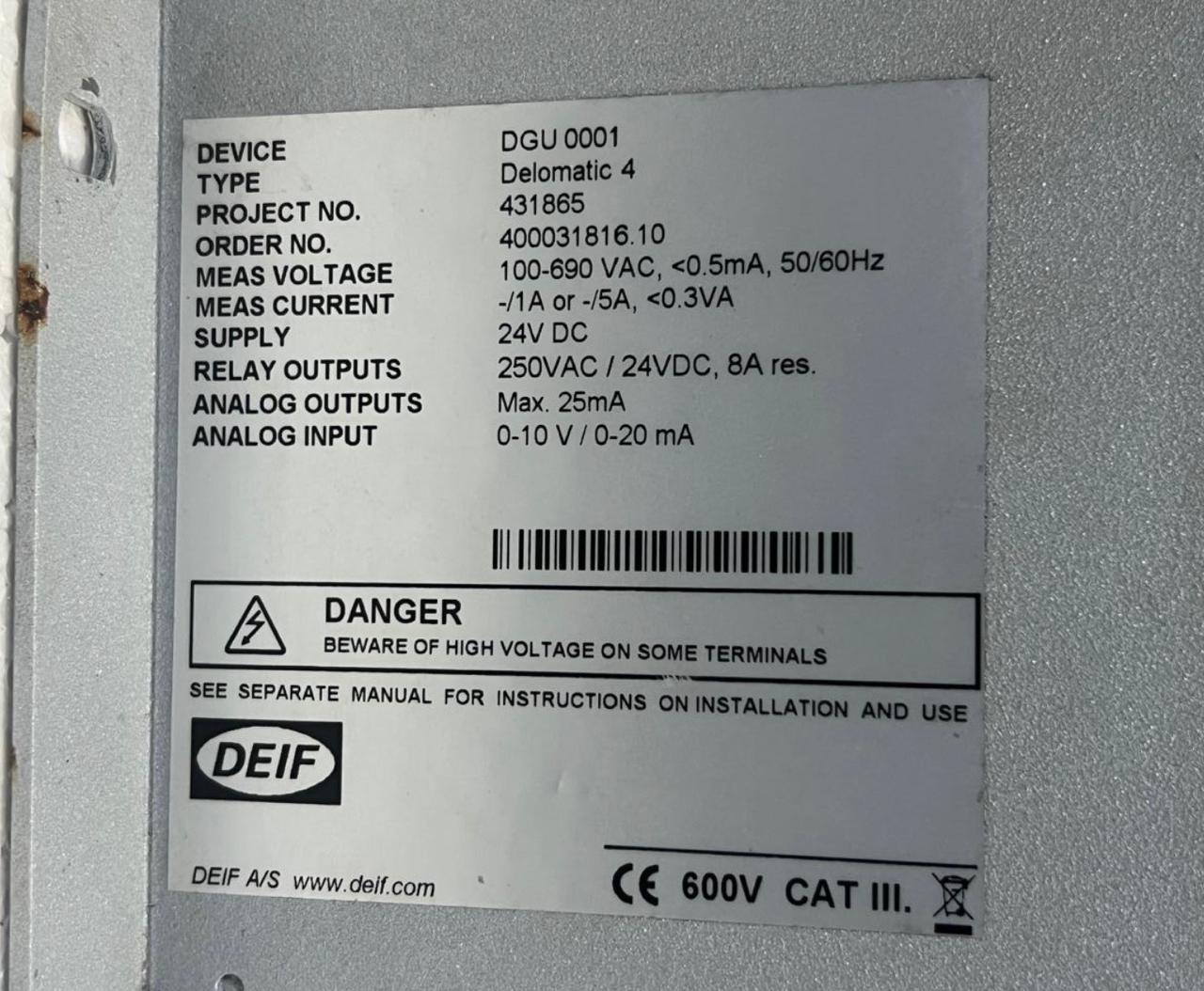 Deif Delomatic 4 Device: DGU 0001 Genset Controller - Image 2