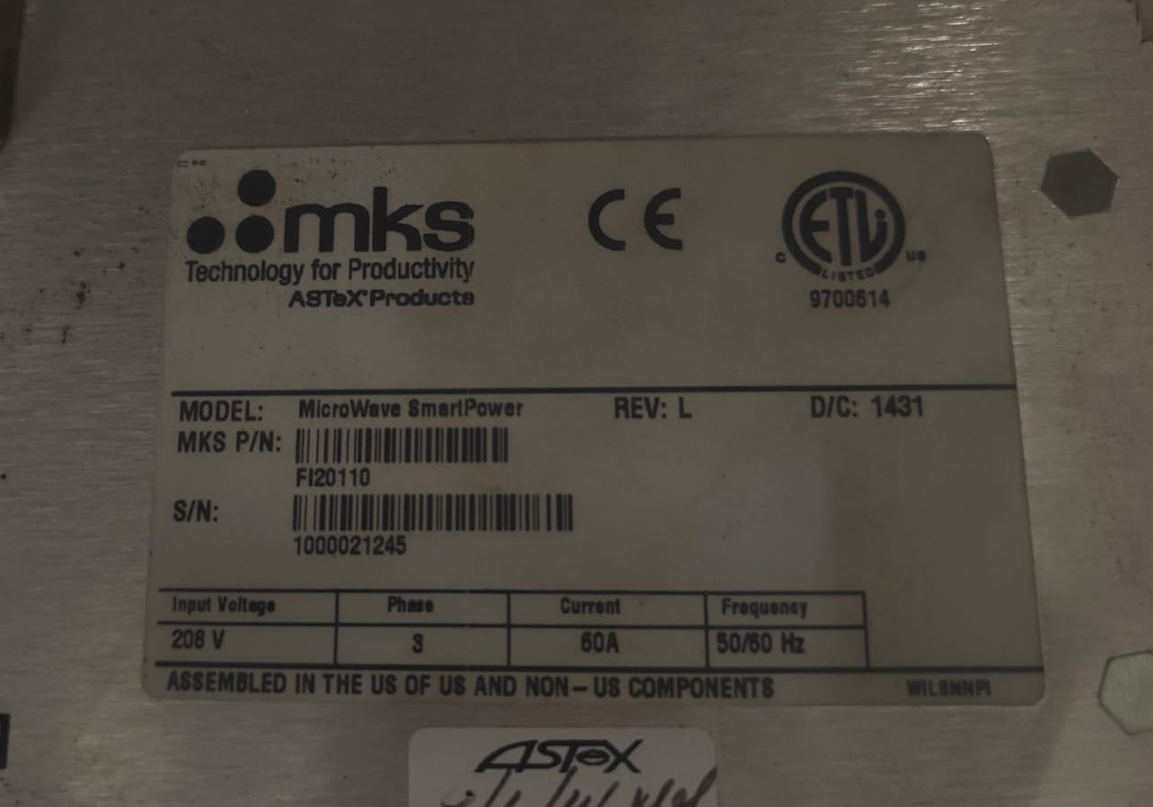 MKS smartpower magnetron power supply 6kw FI20110 downstream plasma AMAT astex - Image 2