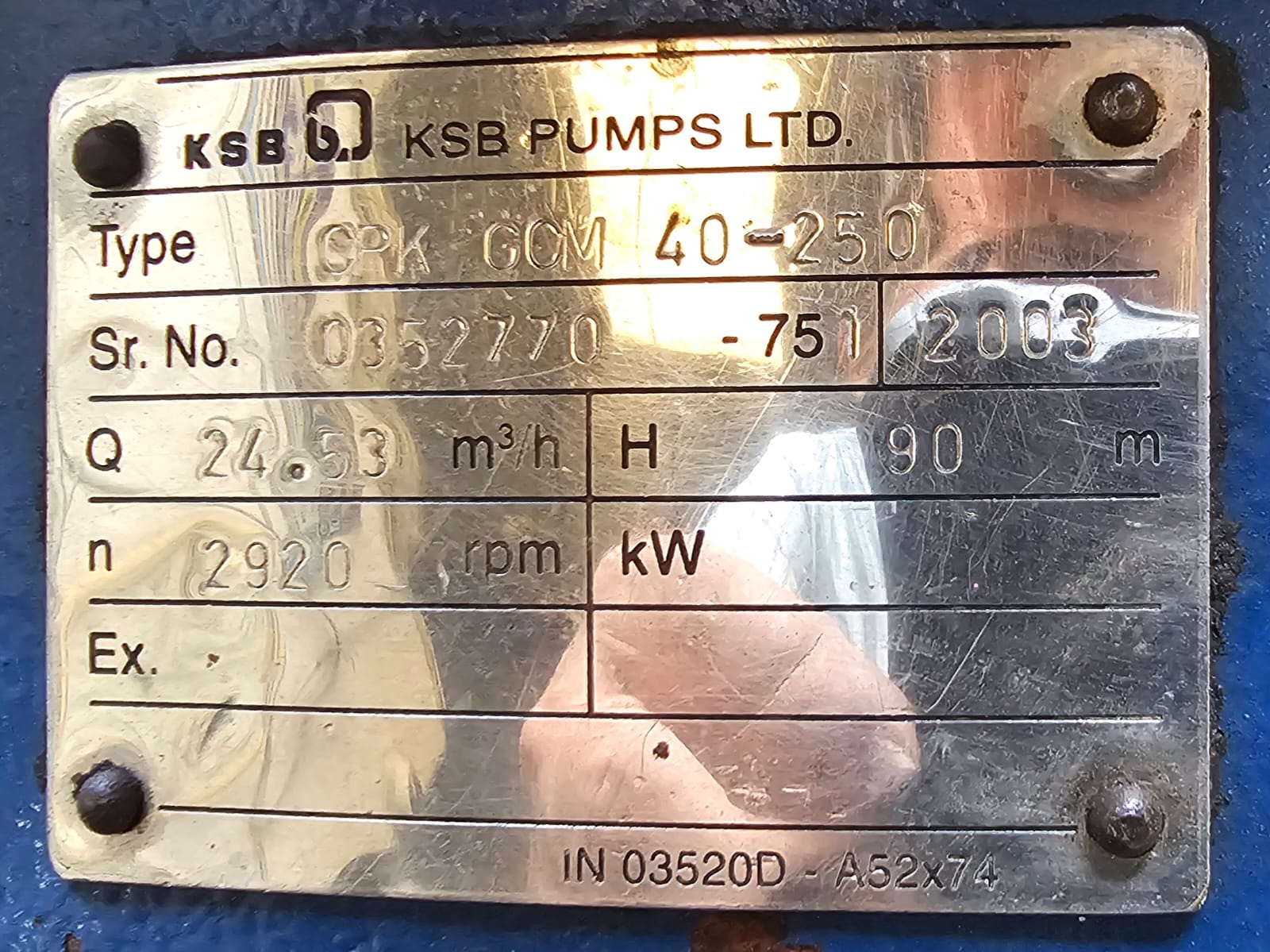 KSB CPK GCM 40-250 Chemical Process Pump 24.53 m3/h 90m - Image 2