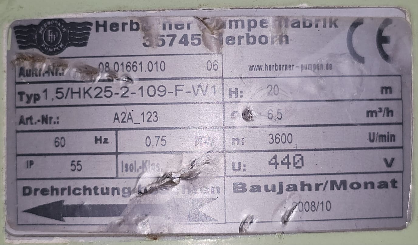HERBORNER Discharge Pump Model: 1.5/HK25-2-109-F-W1 - Image 2