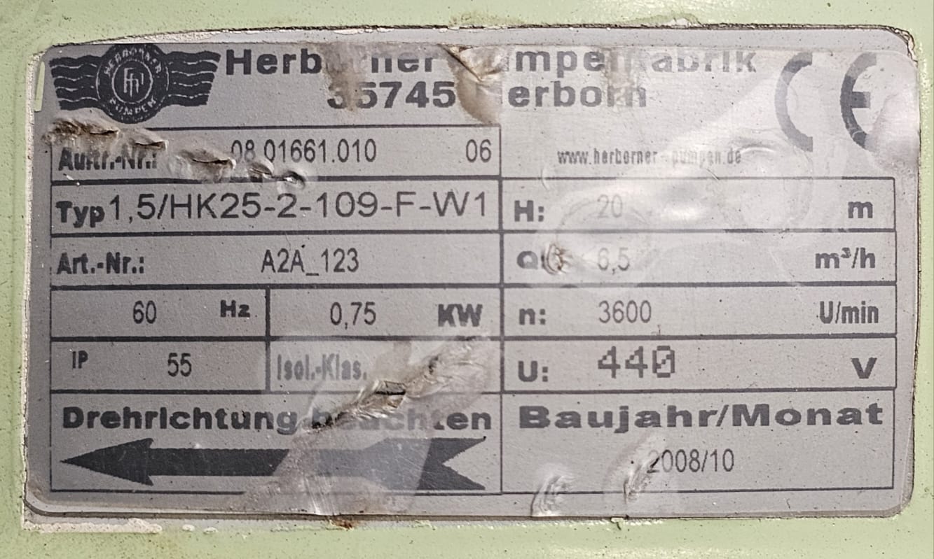HERBORNER Discharge Pump Model: 1.5/HK25-2-109-F-W1 - Image 6
