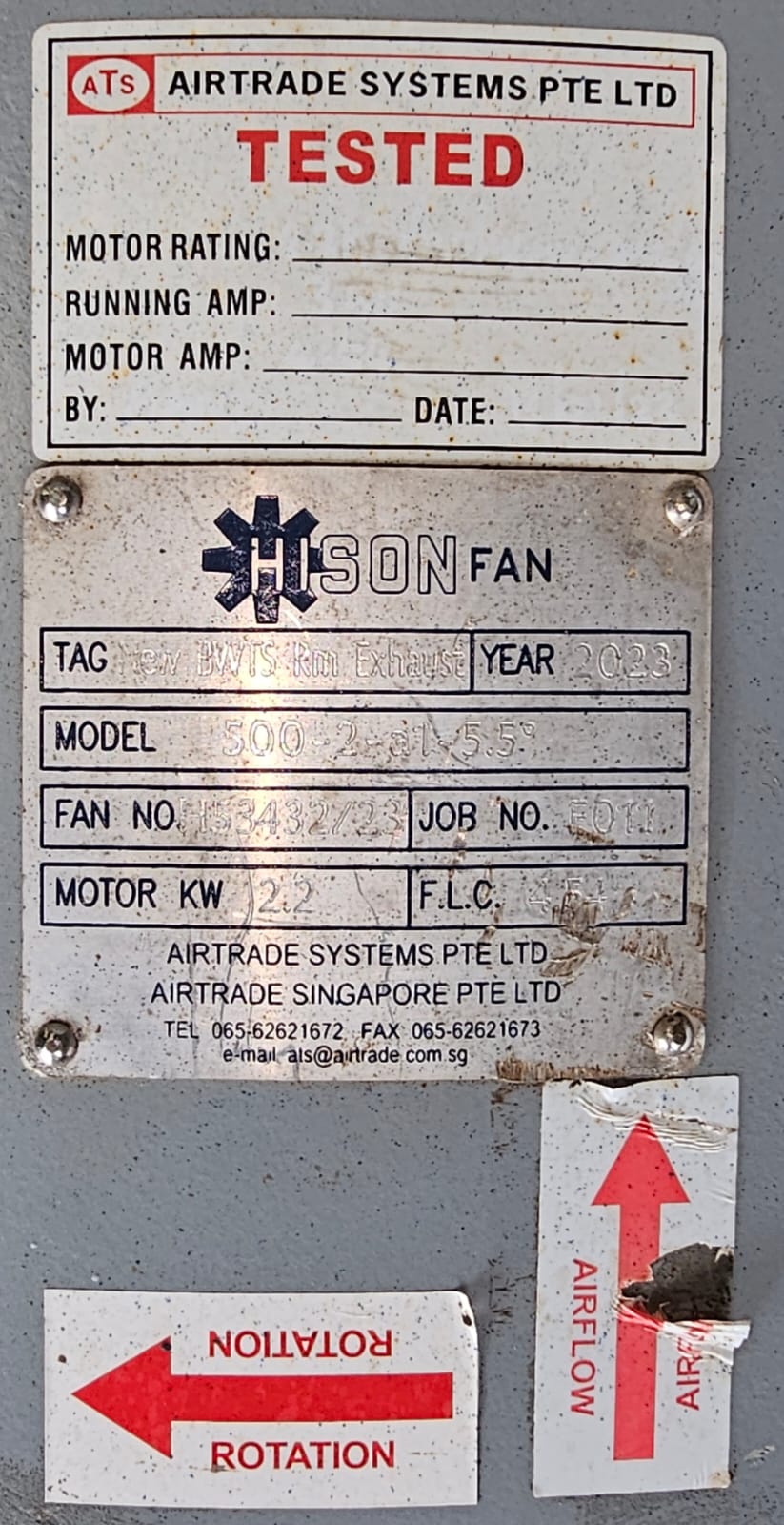 Hison Fan BY AirTrade Systems Marine Axial Exhaust Blower Model 500-2 at 15.5° 2.2 kW 2023 - Image 2