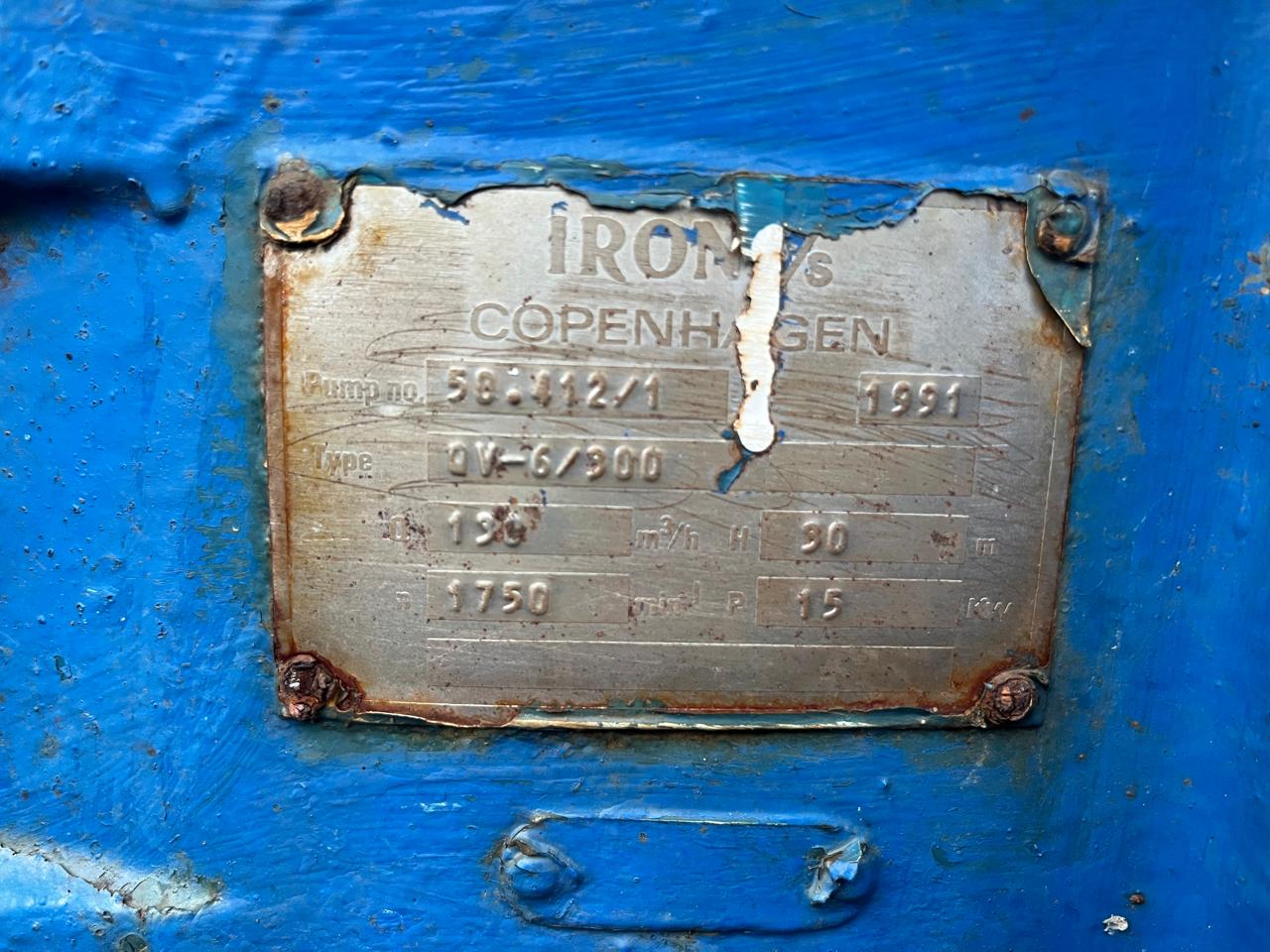 IRON Pump Type QV-6/300 130 m3/h 30M Head 15KW Copenhagen - Image 2
