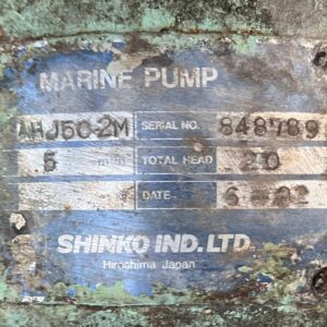 Shinko Marine Pump Type: AHJ50-2M 5m3/h 20M Total Head Used GOOD