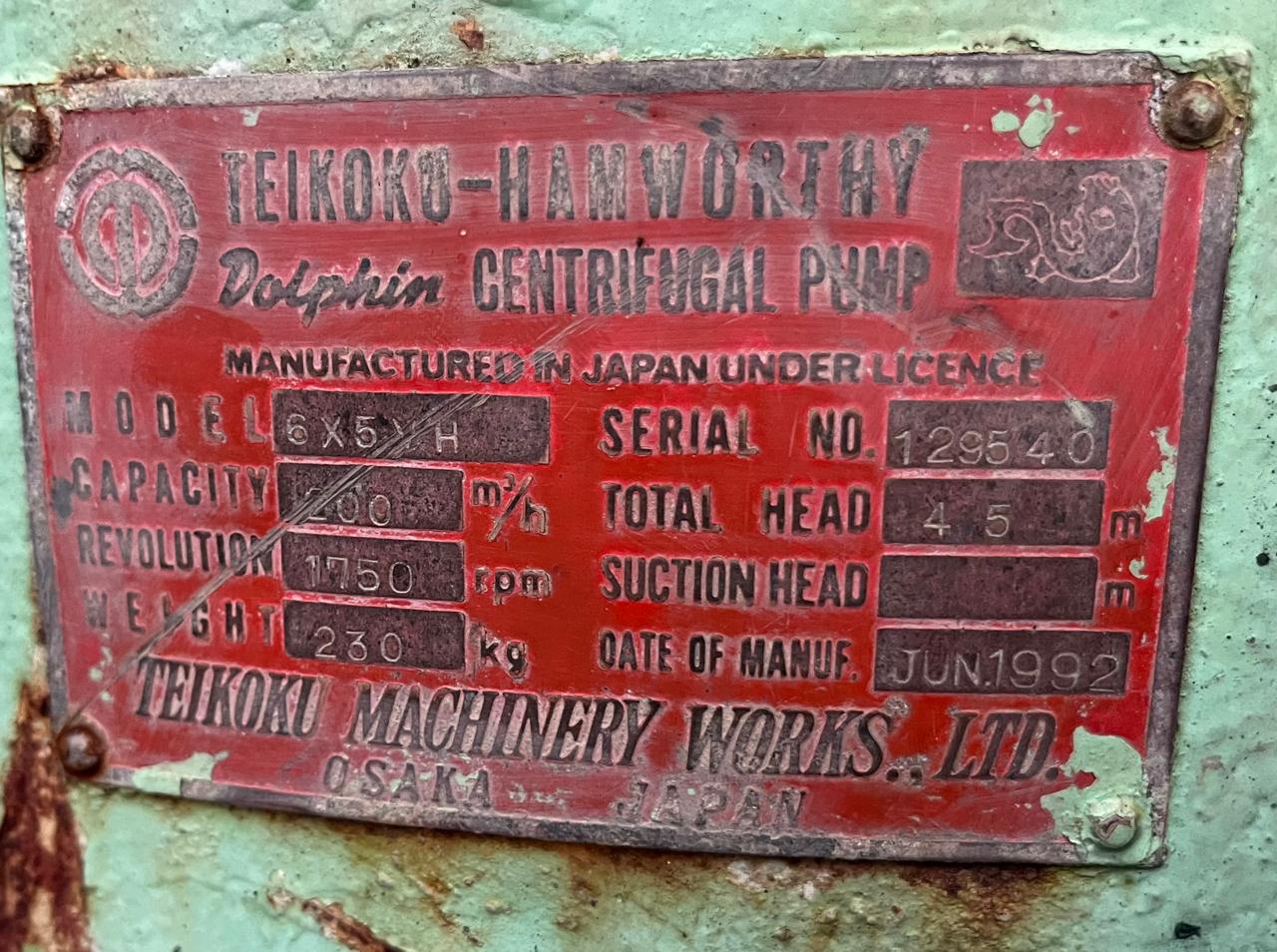 Teikoku-Hamworthy Dolphin Centrifugal Pump Model: 6x5VH 200 m3/h 45M Head - Image 2