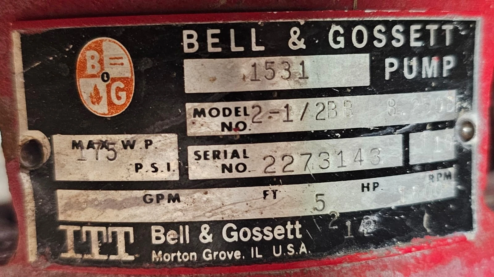 ITT Bell & Gossett Series 1531 Centrifugal Pump (Model 2-1/2 BB) - Image 2