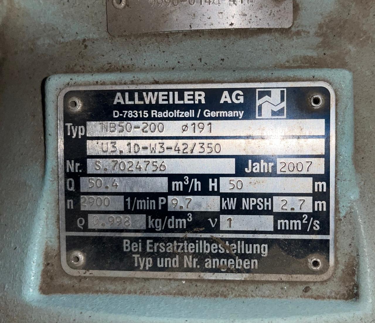 Allweiler New Centrifugal Pump Type:NB50-200 - 50.4 M3/H - 50M Head - Image 2