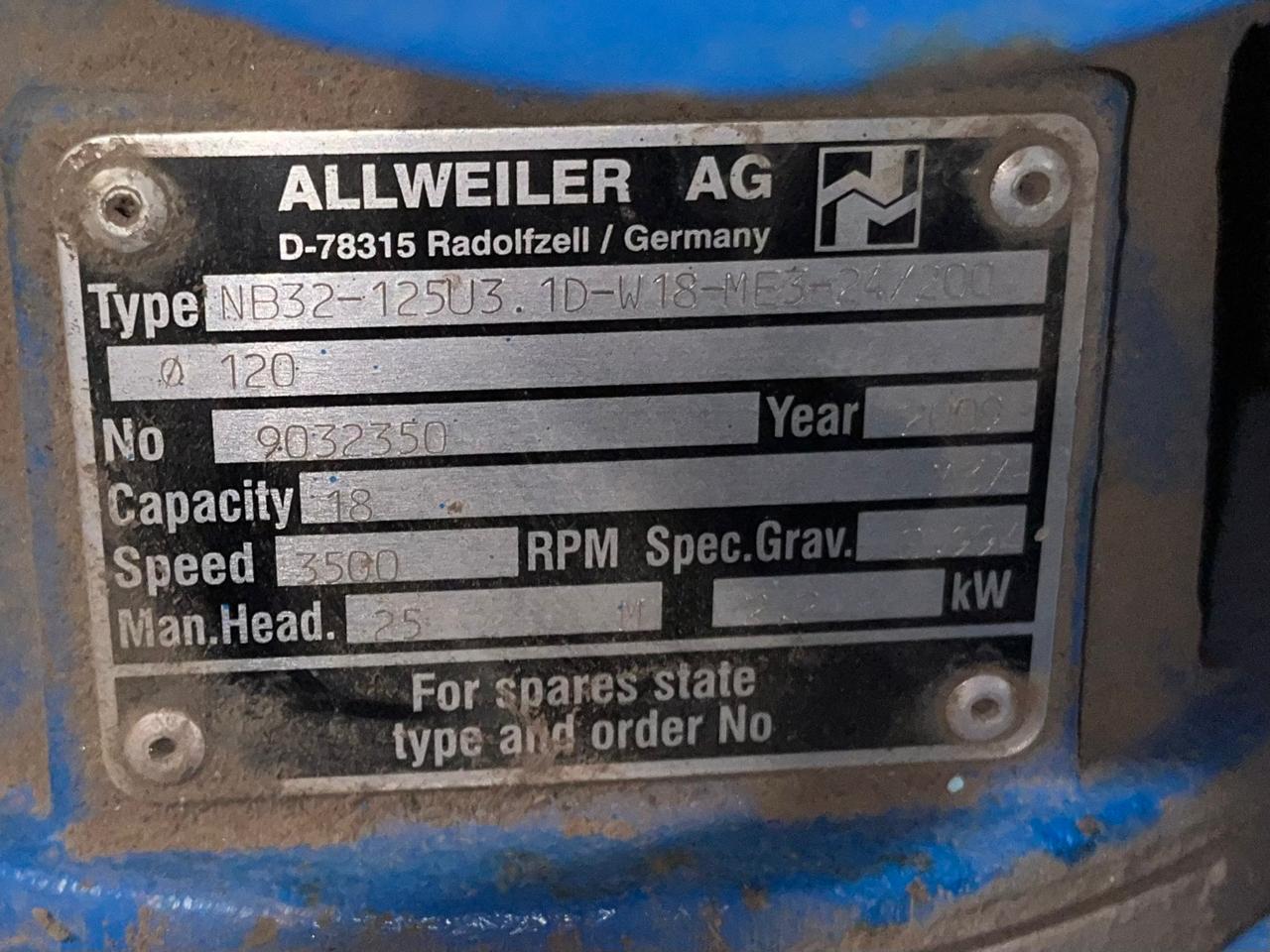 Allweiler New Pump Type:NB32-125 - 18 M3/H - 25M Head - Image 2