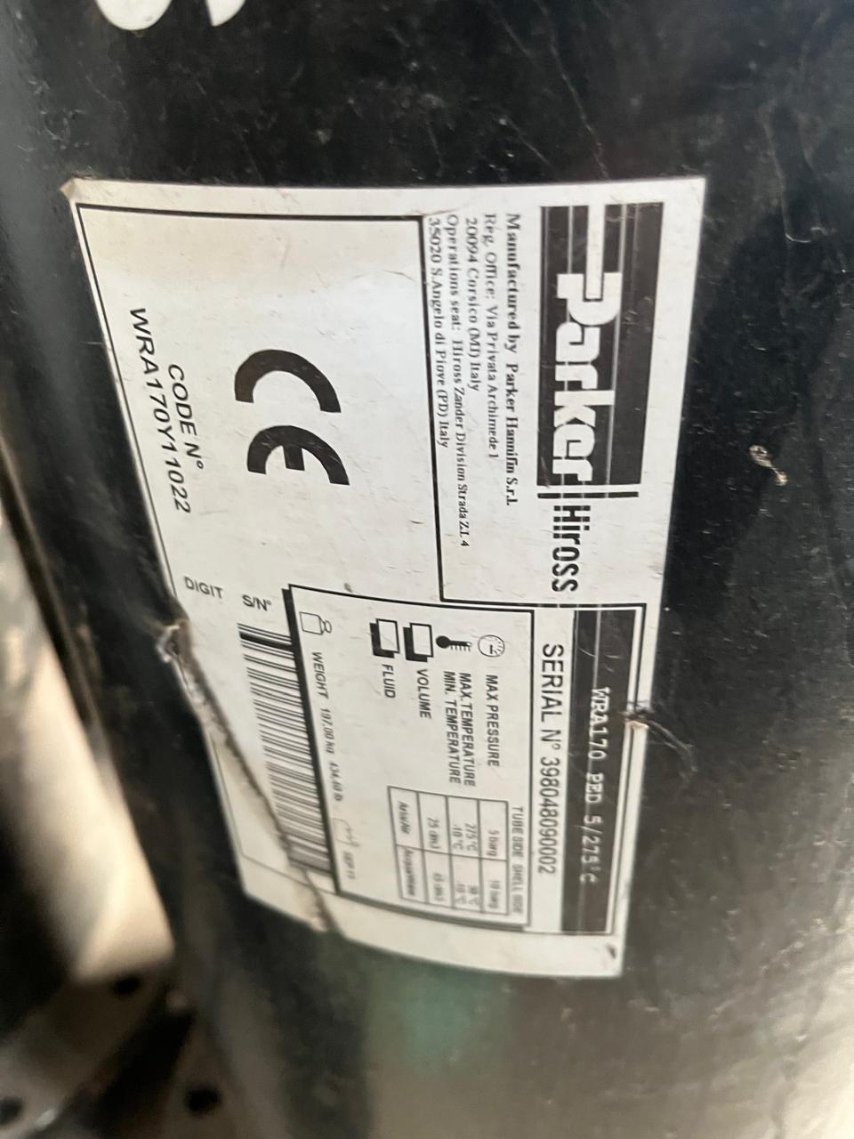 Parker Hiross Model: WRA170 29cm3 Tube - 43 cm3 Shell Compressed Air Dryer - Image 2